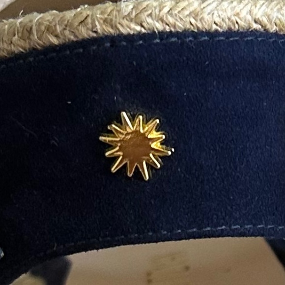 Stuart Weitzman Mirela II Espadrille Wedge Sandal Navy Suede/Natural 7.5C Casual - Picture 6 of 13